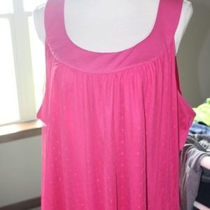 Pink Tanktop with Lace/Mesh Polka dot overlay